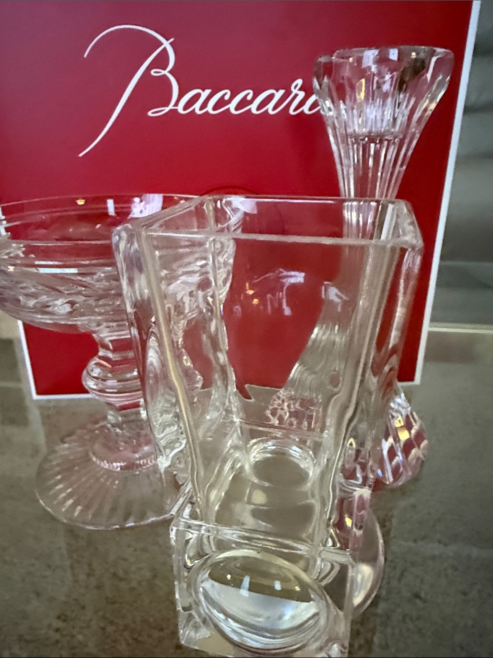 Baccarat Clear Crystal Vase with Sculpted Facets - Picture 4 of 4